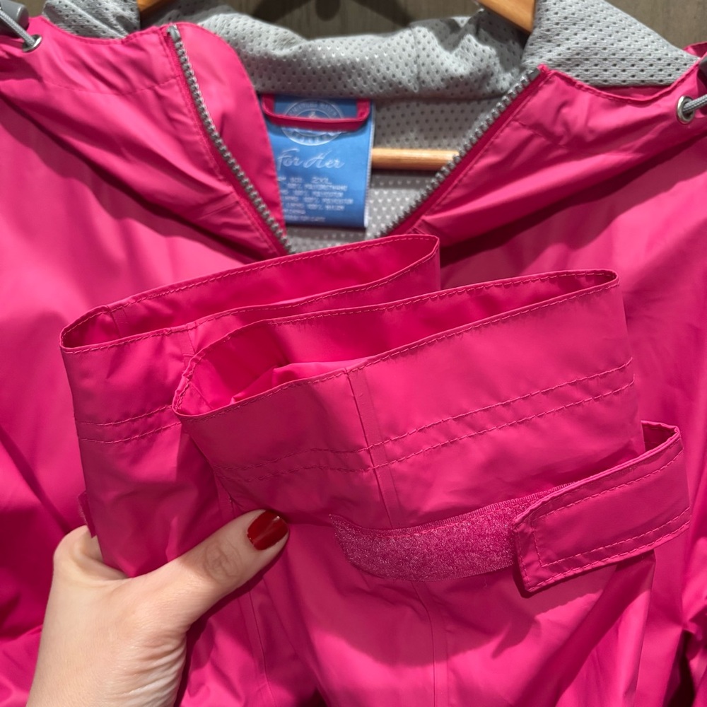 Charles River Pink Rain Jacket 2XL Hooded Windbreaker Plus Size - Picture 7 of 7